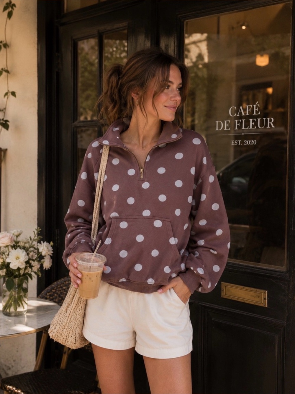 Free people Spot On Half Zip Sweatshirt